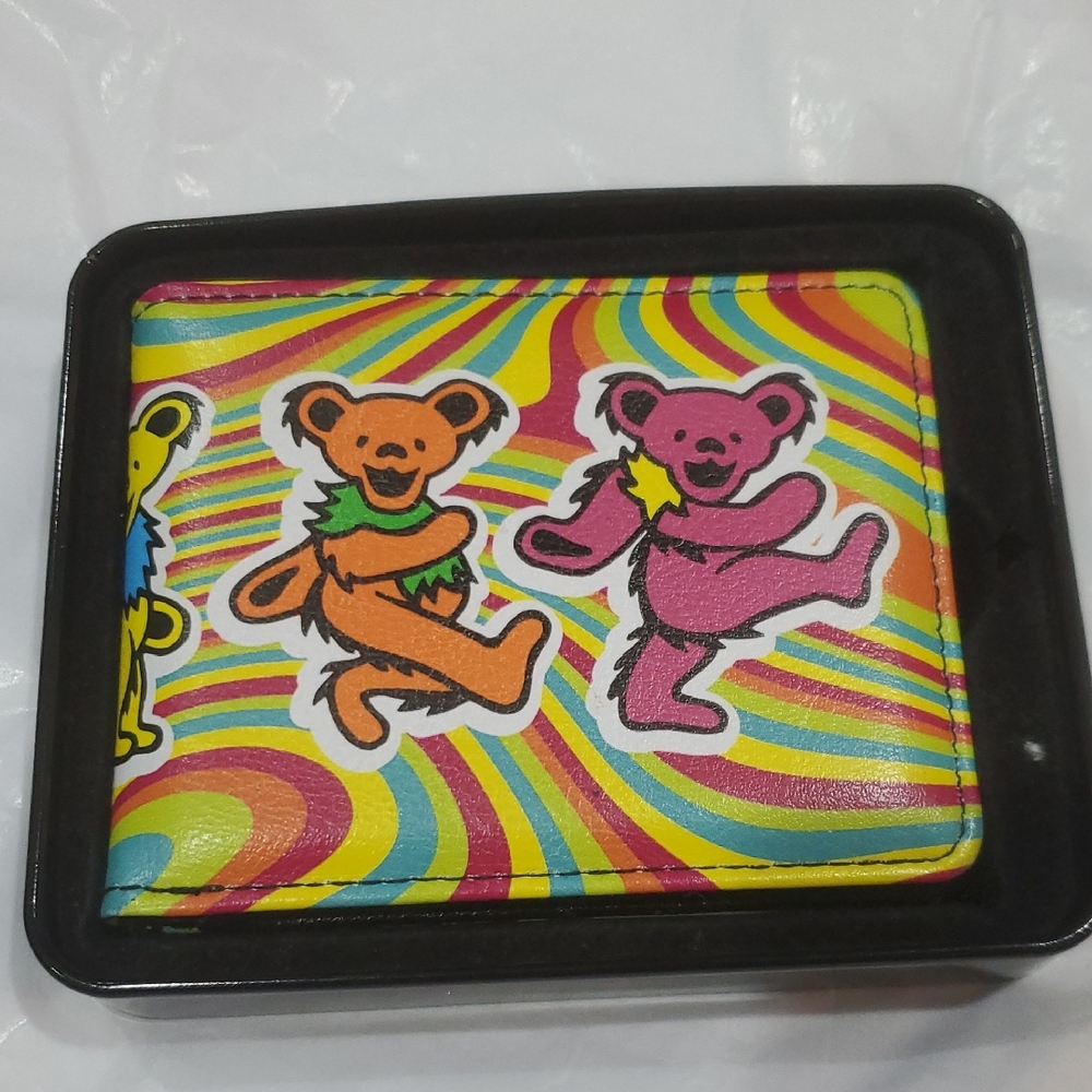 Grateful Dead Dancing Bears Psychedelic Rainbow Print Card case‎ bifold Wallet
